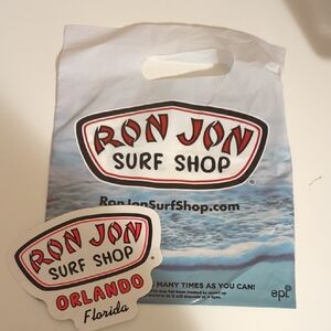 Ron Jon Surf Shop Orlando Sticker and Bag